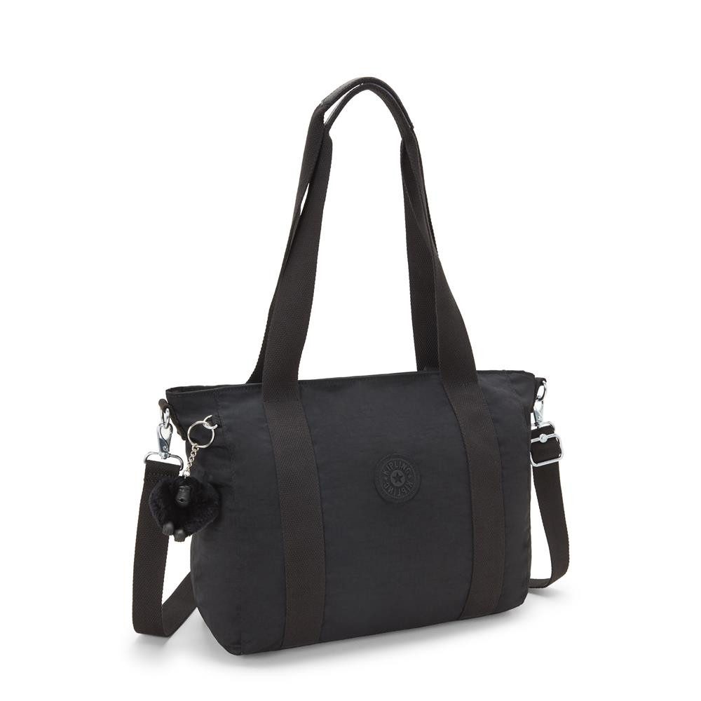 KIPLING Umhängetasche ASSENI S, kleine Tote Bag, Black Noir (schwarz), Handtasche mit Schultergurt