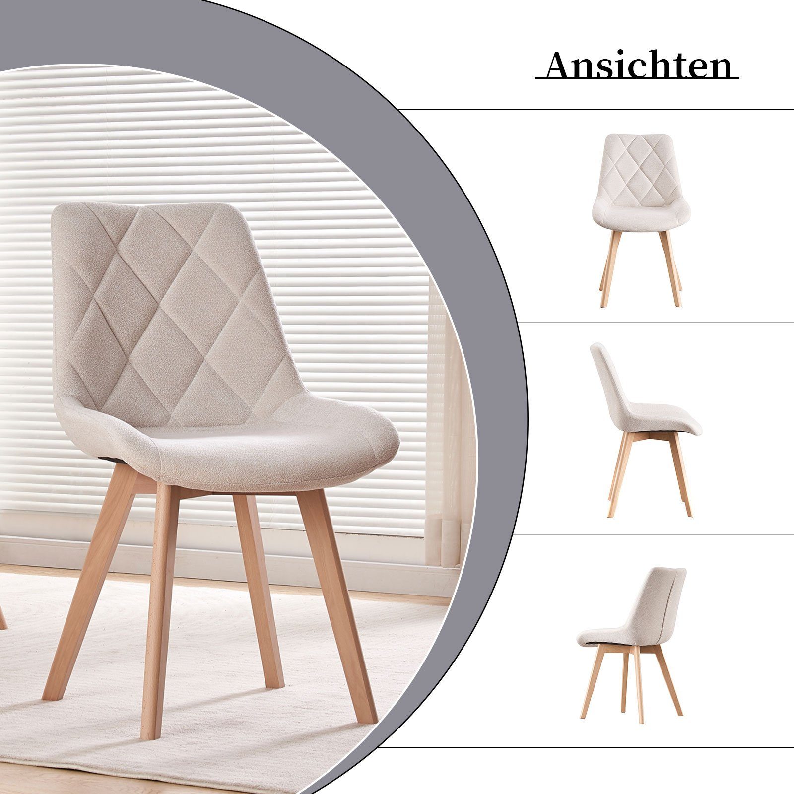 2 Sitzschale, Polster, St), B&D Holzbeine Set, Creme Esszimmerstuhl TANIA home (2er Esszimmerstuhl