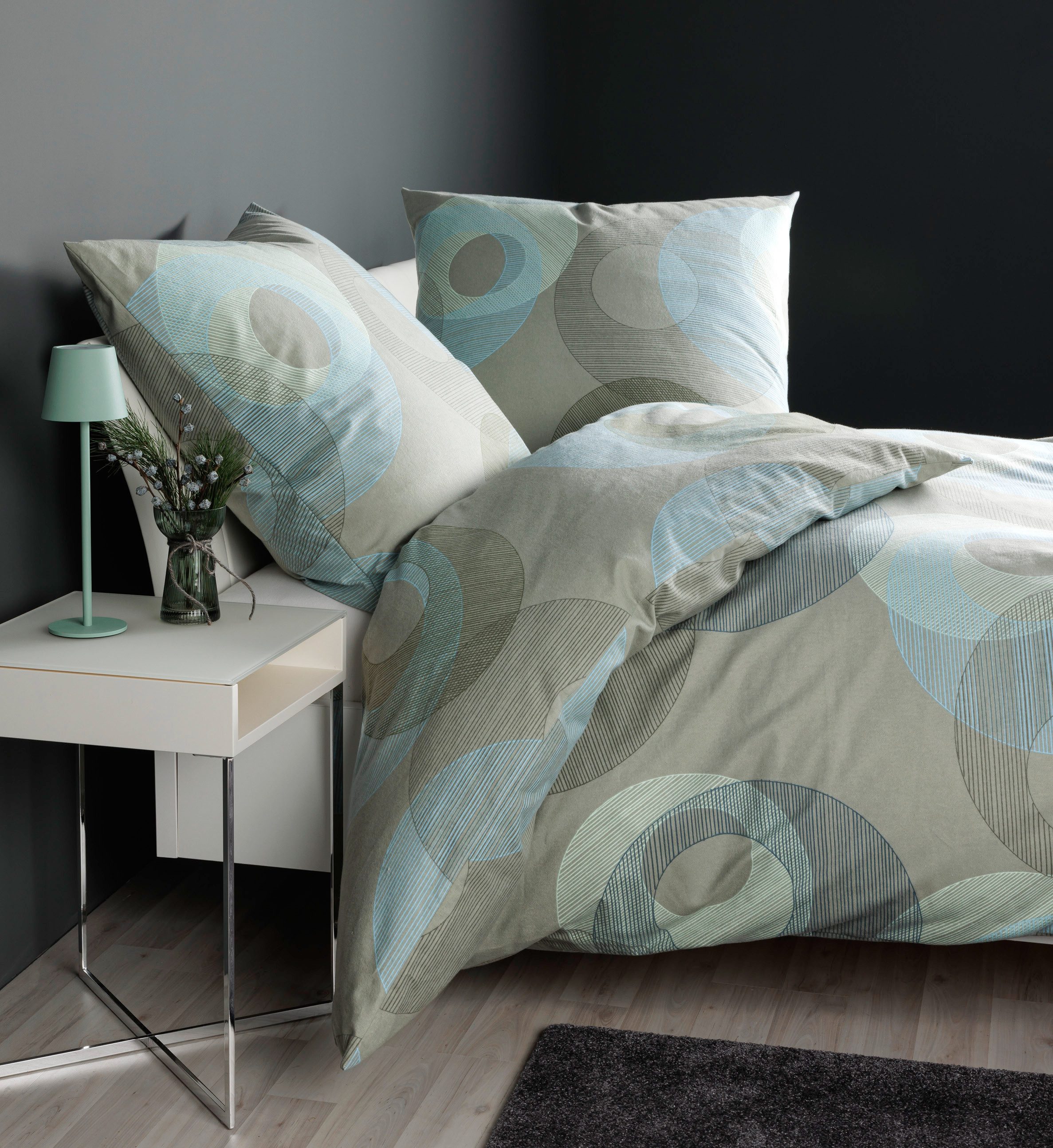 Janine Bettwäsche Mako-Satin 31167, Mako-Satin, 2 teilig, Bettwäsche ab Größe 135x200 cm, hochwertig, mit Kreisen