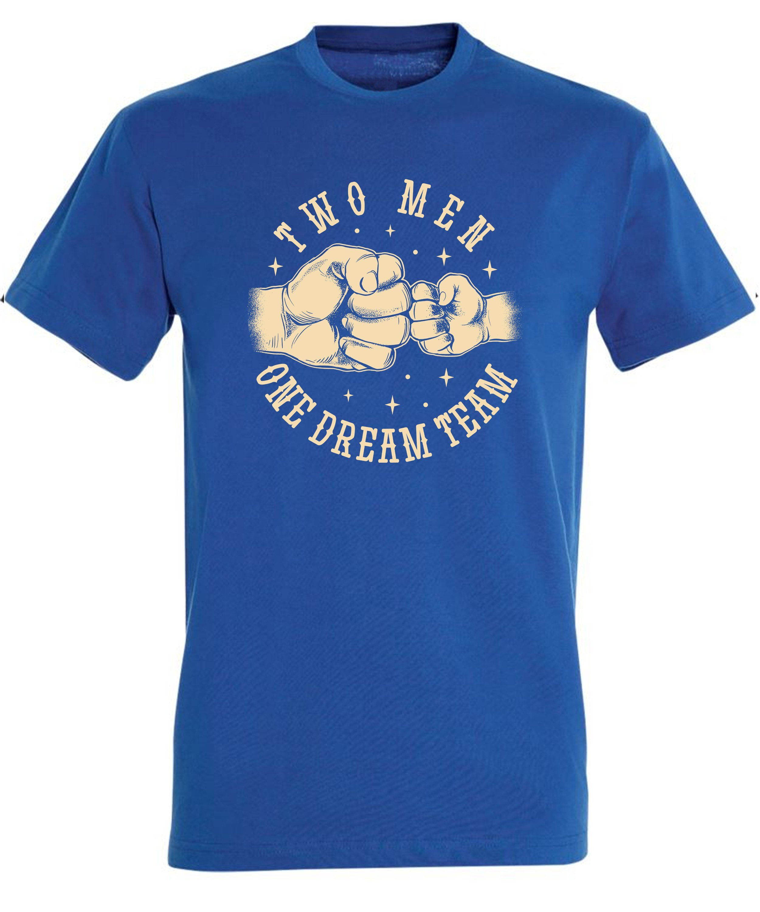 Team mit i306 Sohn Regular Vater Herren blau Baumwollshirt Fit, Aufdruck T-Shirt MyDesign24 Dream royal - Shirt Print mit