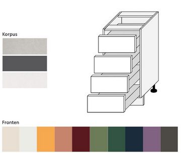 Feldmann-Wohnen Unterschrank Tivoli (Tivoli, 1-St) 40cm Front- und Korpusfarbe wählbar mit 4 Schubladen (Teilauszug)