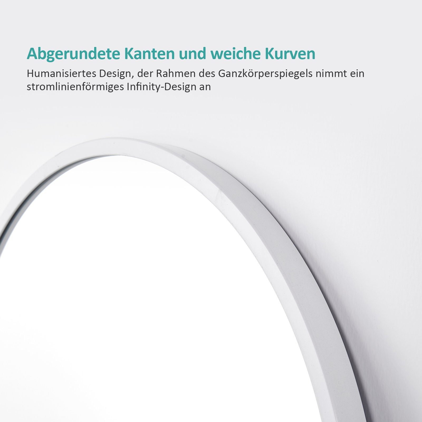 HULUWA Ganzkörperspiegel 162x53cm - Gewölbter Standspiegel Aluminium Rahmen Schwarz