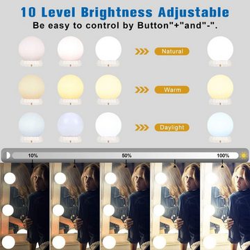 Jioson Spiegelleuchte 14er Hollywood Lichter,Schminktisch Leuchte 3Farbe&Dimmbaren, einstellbar, Einstellbare Länge für perfekten DIY-Effekt LED-Lampen, Tageslichtweiß, warmes Weiß, natürliches Weiß, Dimmbar, flexibel in der Länge, USB-Kabeldesign,langlebig und sicher