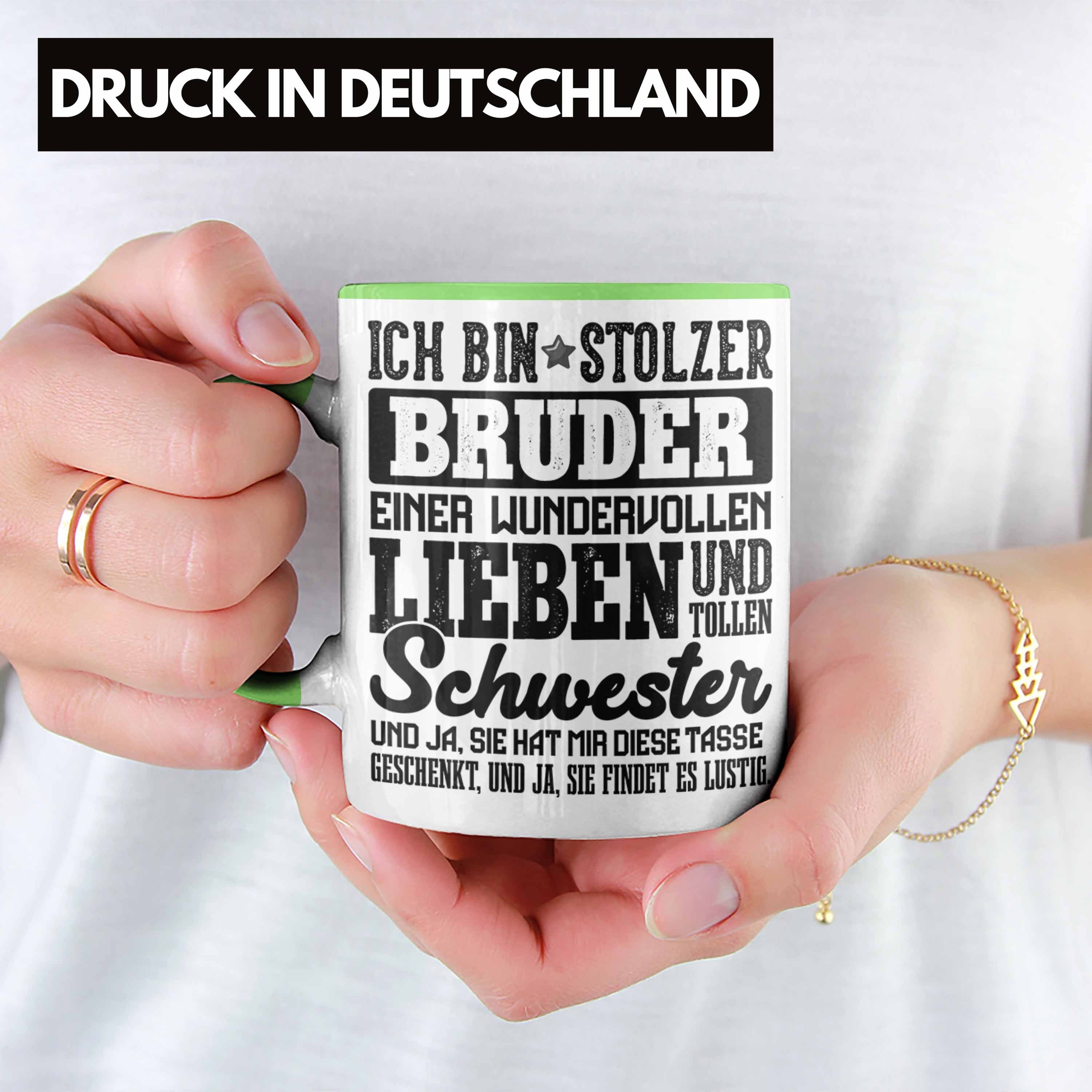 Trendation Tasse Tasse Geburtstag Geschenk Bruder - Weihnachten Grün Lustig Schwester Trendation Bruder Stolzer Lustig für von