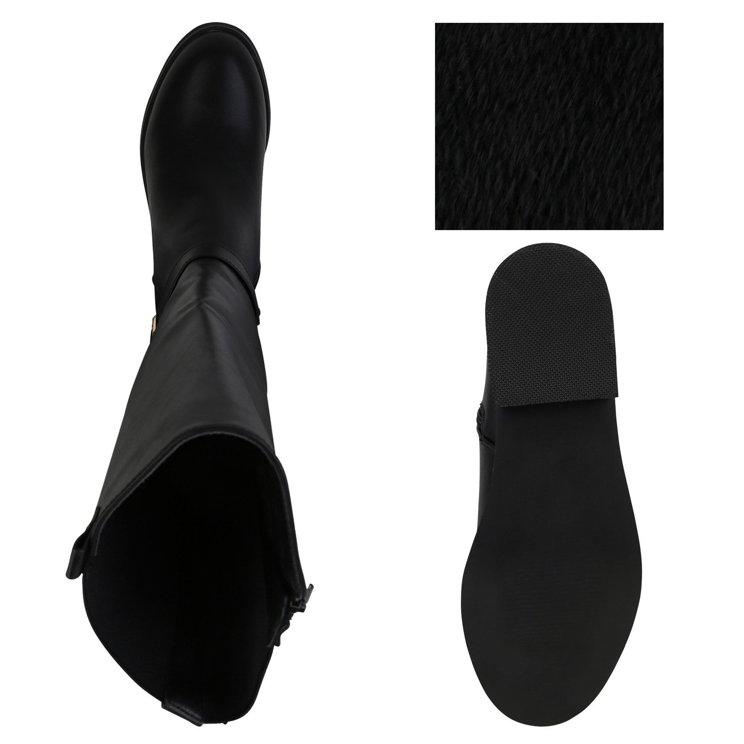 VAN HILL 840544 Stiefel Damen Leicht Gefütterte Reiterstiefel Schnallen Freizeit