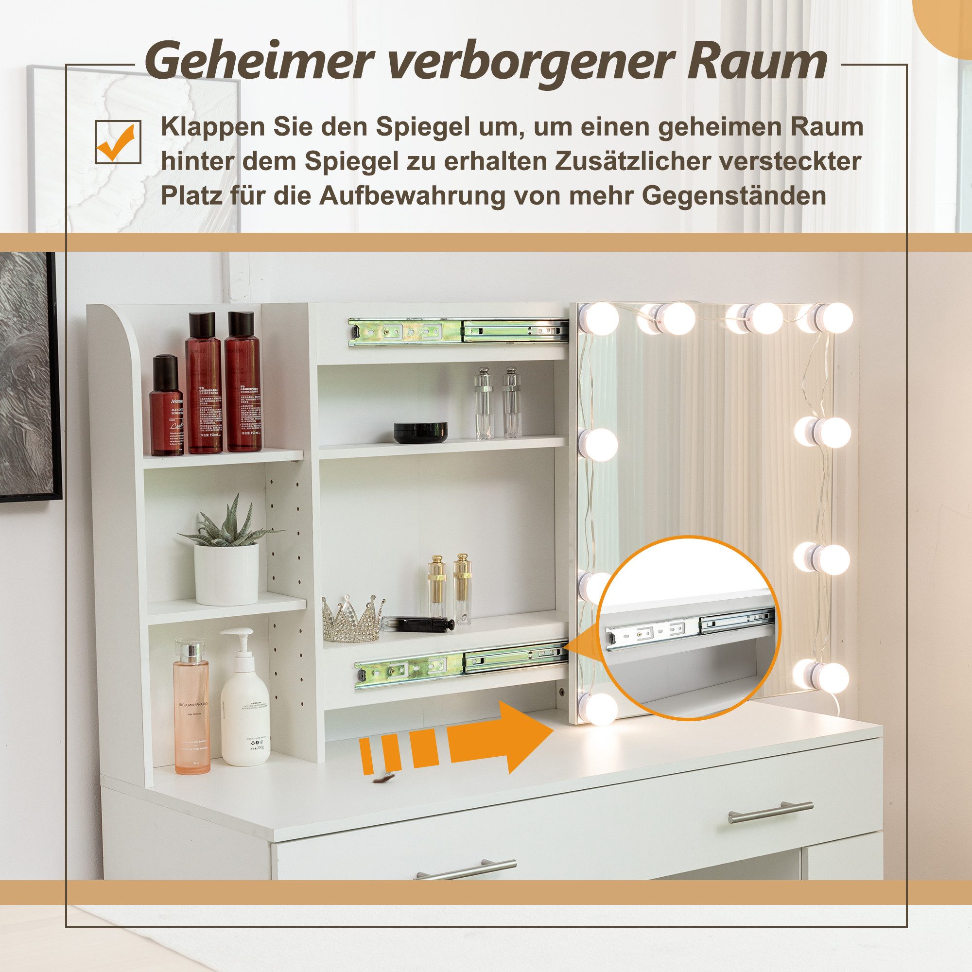 Thanaddo Schminktisch Schminktisch mit Schiebespiegel, 5 günstig online kaufen