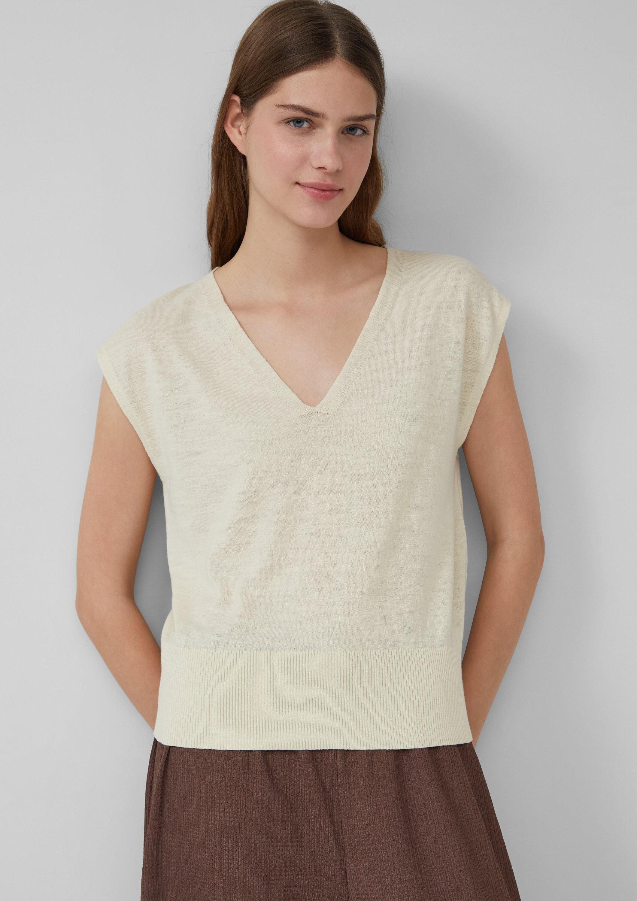s.Oliver Kurzarmpullover Вязаные свитера Leichtes Stricktop mit V-Ausschnitt