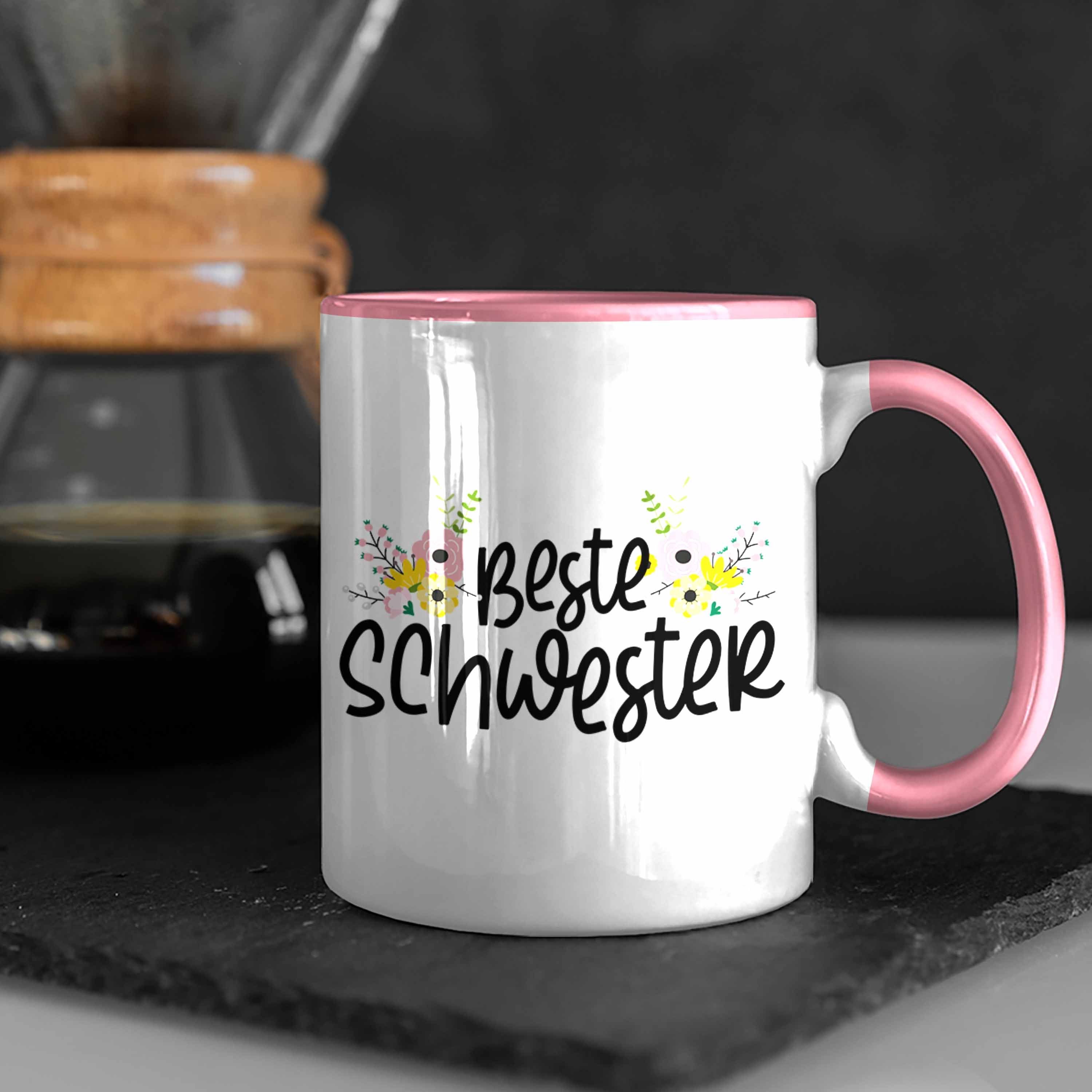 Schwester Schwesterherz Trendation Beste Tasse - Rosa Lustiger Geburtstag Trendation Geschenk Spruch Tasse Schwester