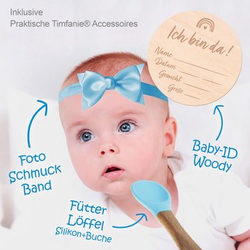 Timfanie Neugeborenen-Geschenkset Windeltorte, Kuschel Nashorn, blau, 0-8 Monate (rosa, 28-tlg., mit Grußkarte) Einzelanfertigung
