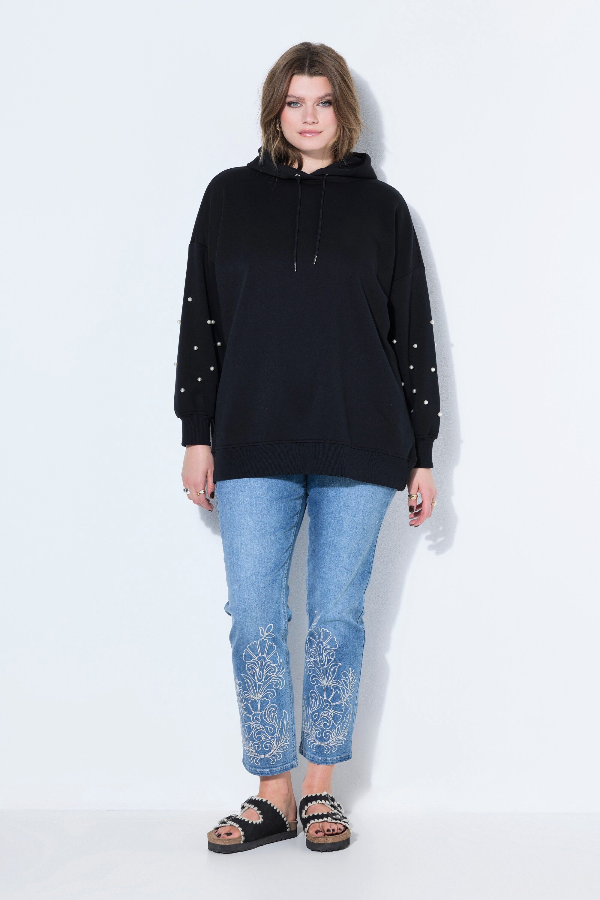 Studio Untold Sweatshirt Hoodie Oversize Shape Zierperlen Kapuze – Bild 4 von 4