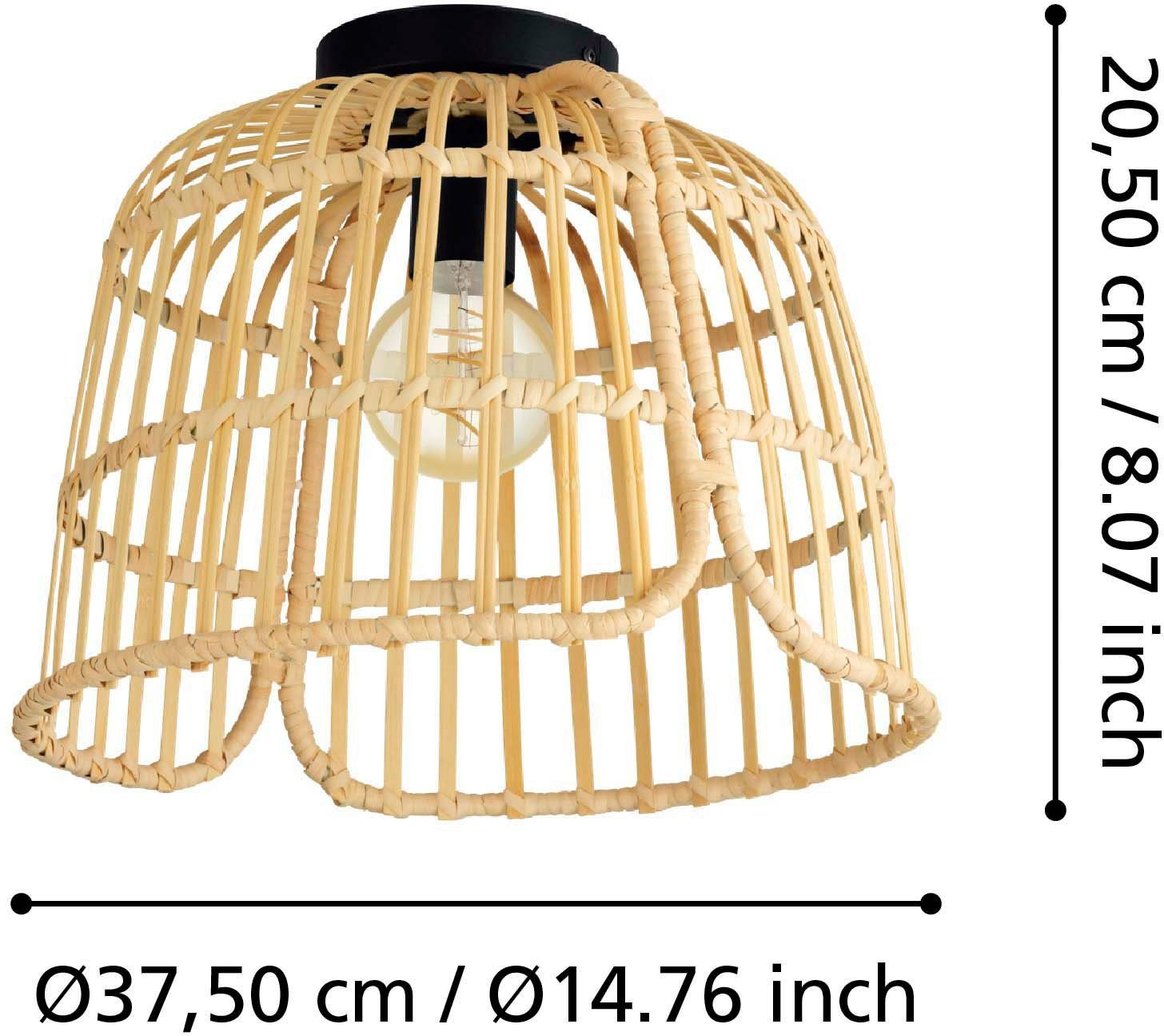 Boho Style, Leuchtmittel Deckenleuchte wechselbar, mit EGLO Wohnzimmerlampe, Fassung Leuchtmittel, E27 Natur GLYNEATH, Deckenleuchte im ohne
