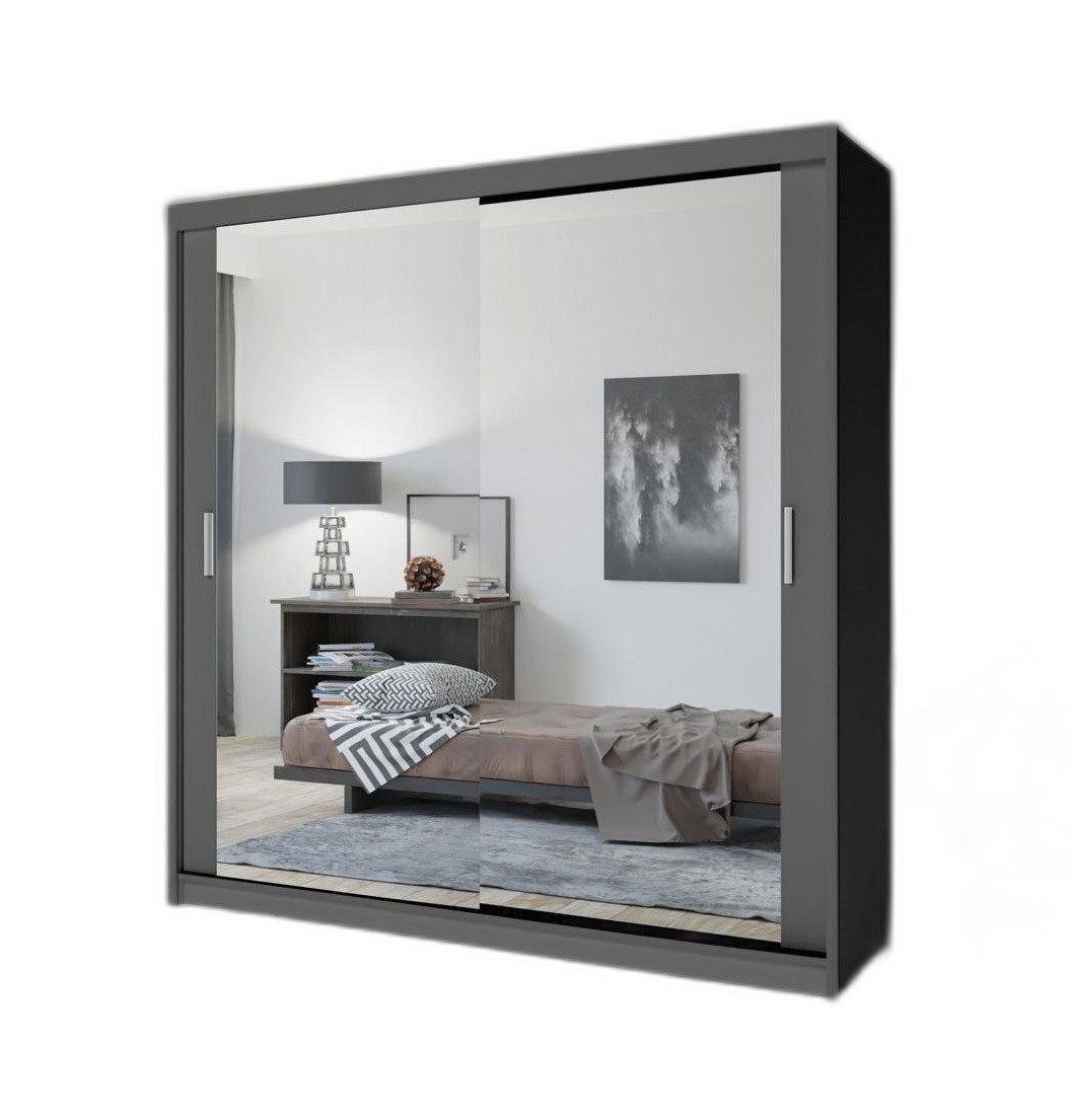 Schwebetürenschrank Schrankwand aus Holz in modernem Design für stilvolles Schlafzimmer