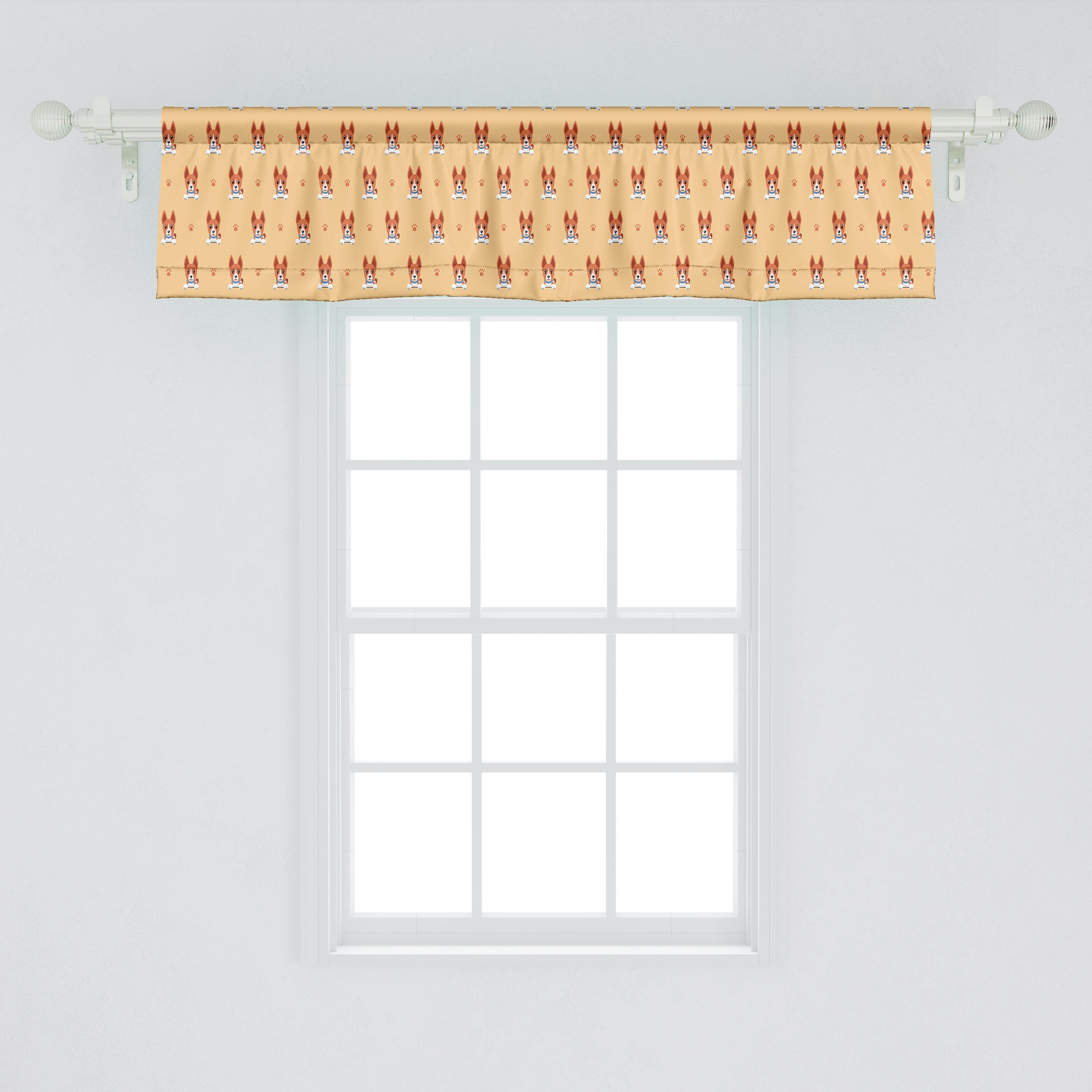 Dekor Küche mit Hündchen Stangentasche, und Abakuhaus, Microfaser, Hunde Pfoten Schlafzimmer Muster Volant für Scheibengardine Basenji Vorhang
