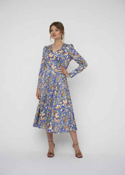 Kleo Abendkleid FIT & FLARE MIDI DRESS in glänzendem Satin mit Blumenprint