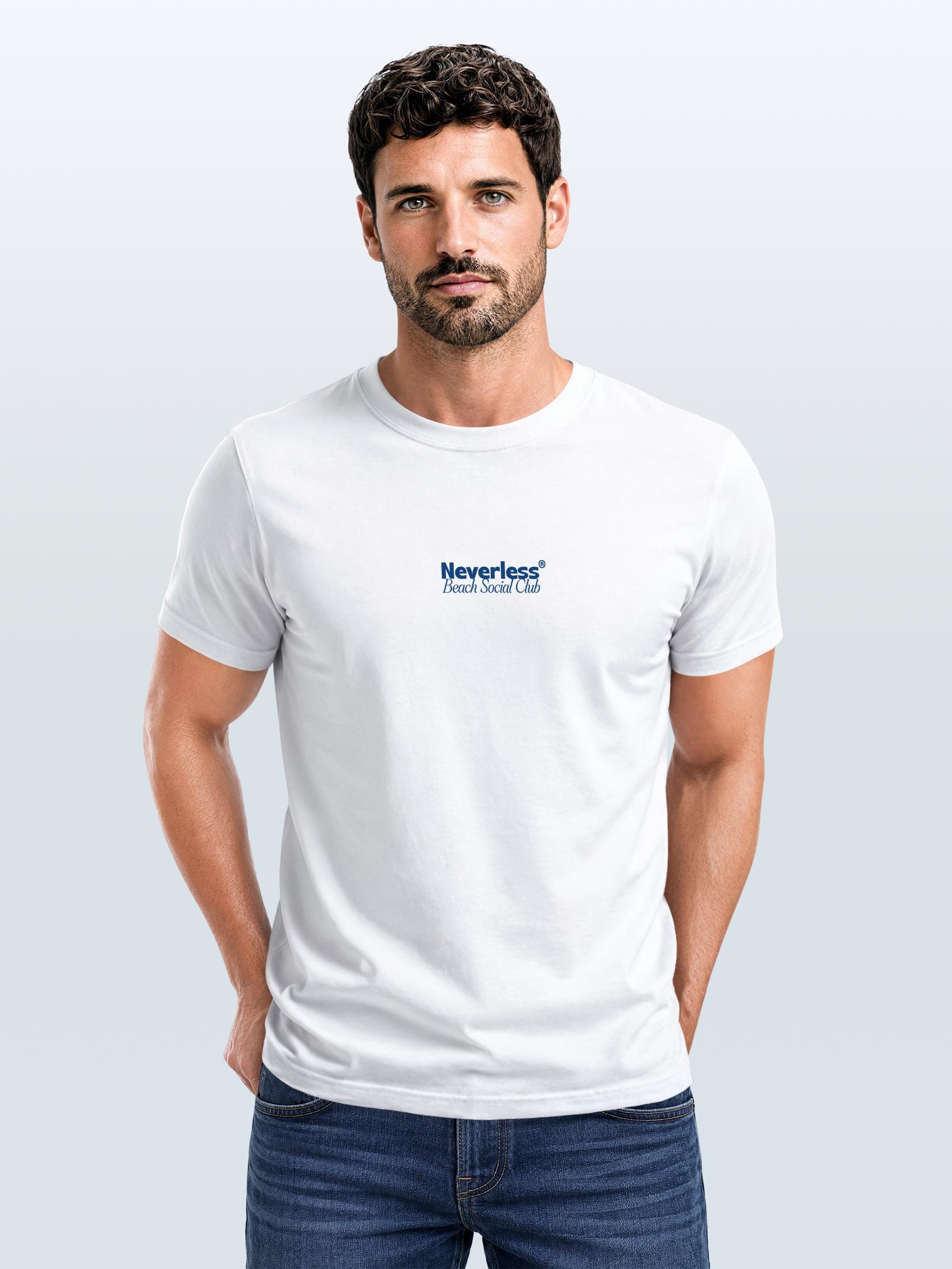 Neverless Print-Shirt Herren T-Shirt Backprint Beach Social Club Surfer Grafik mit Print – Bild 4 von 5