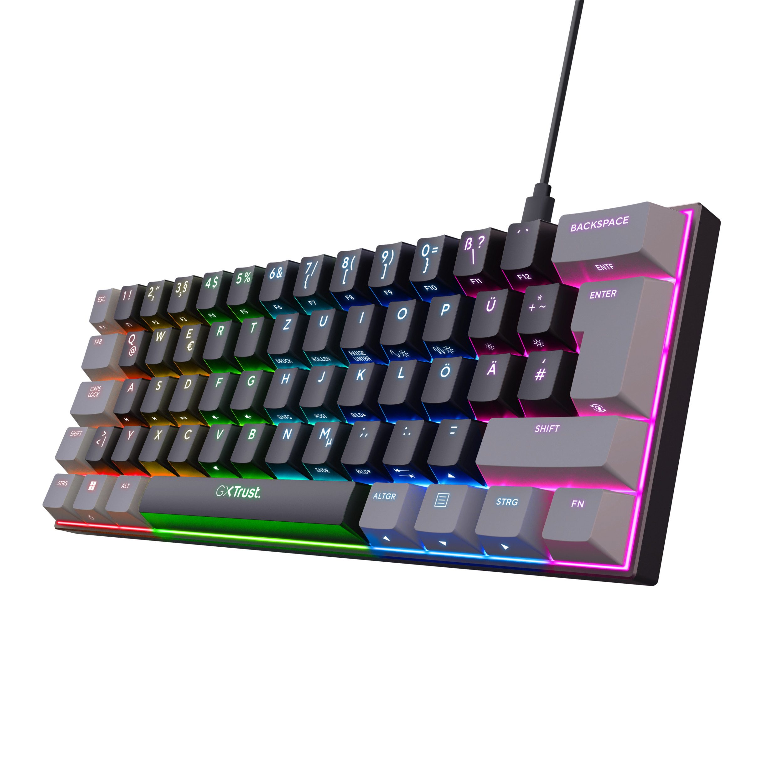 Trust GXT 867 Acira Mini Gaming Tastatur mechanisch 60% für PC Laptop Gaming-Tastatur
