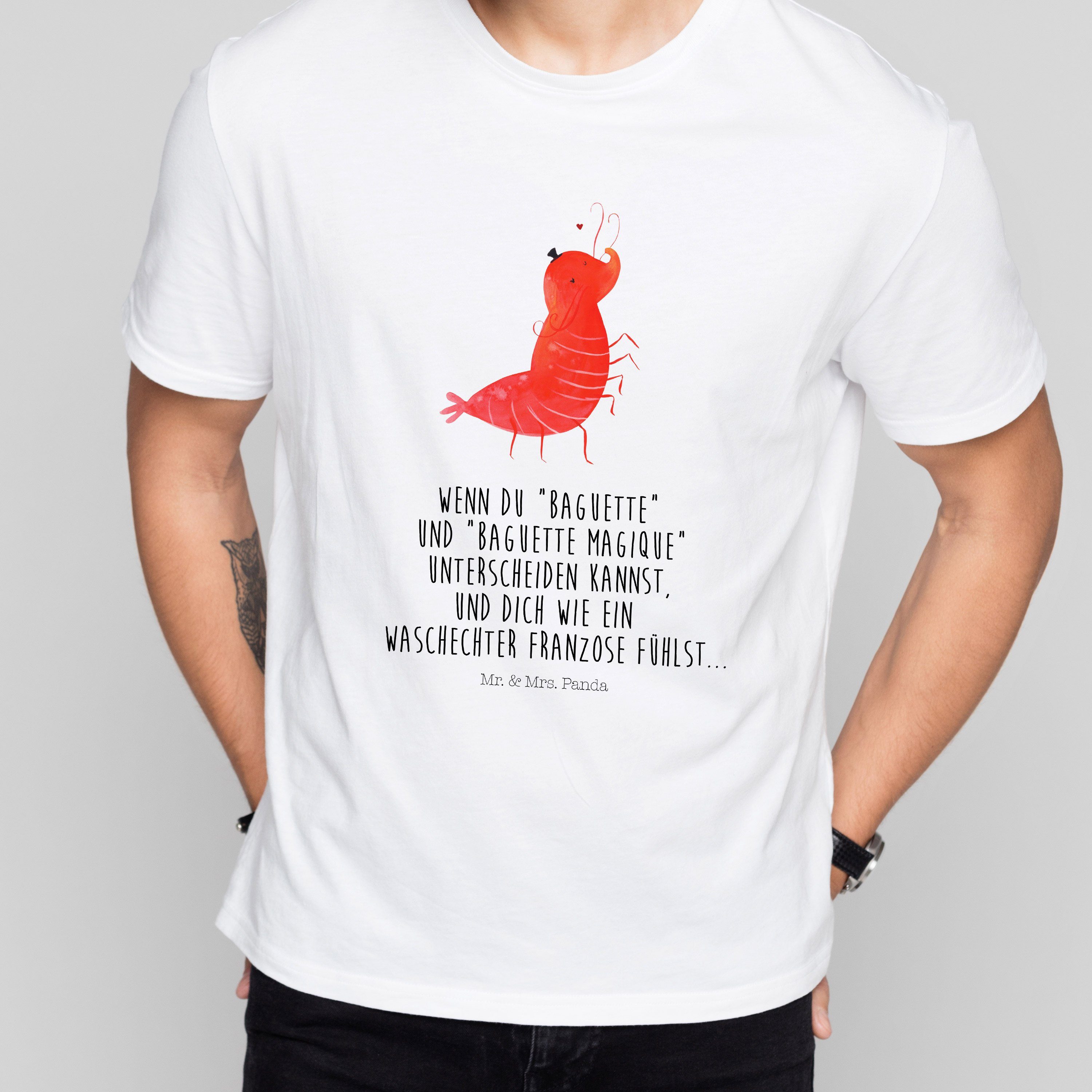 T-Shirt Garnele Franzose - Weiß - Shirt, T-Shirt (1-tlg)