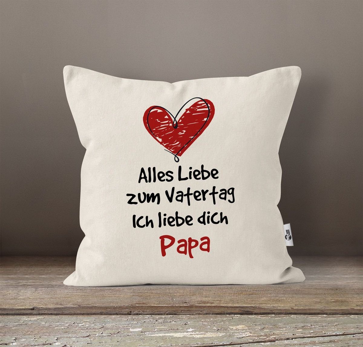 MoonWorks Dekokissen Kissen-Bezug Spruch Alles Papa zum MoonWorks® Liebe Geschenk natur Deko-Kissen Vatertagsgeschenk Vatertag