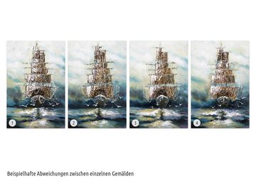 KUNSTLOFT Gemälde Ahoi Piratenschiff 60x90 cm, Leinwandbild 100% HANDGEMALT Wandbild Wohnzimmer