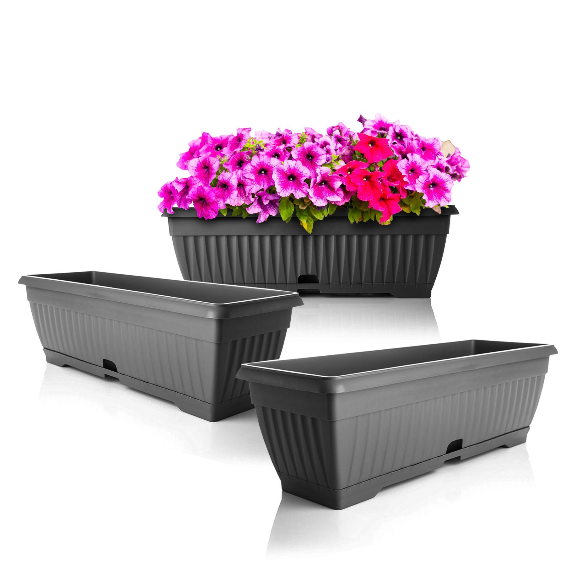BigDean Blumenkasten 3x Blumenkasten 50 cm mit abnehmbarem Untersetzer Balk günstig online kaufen