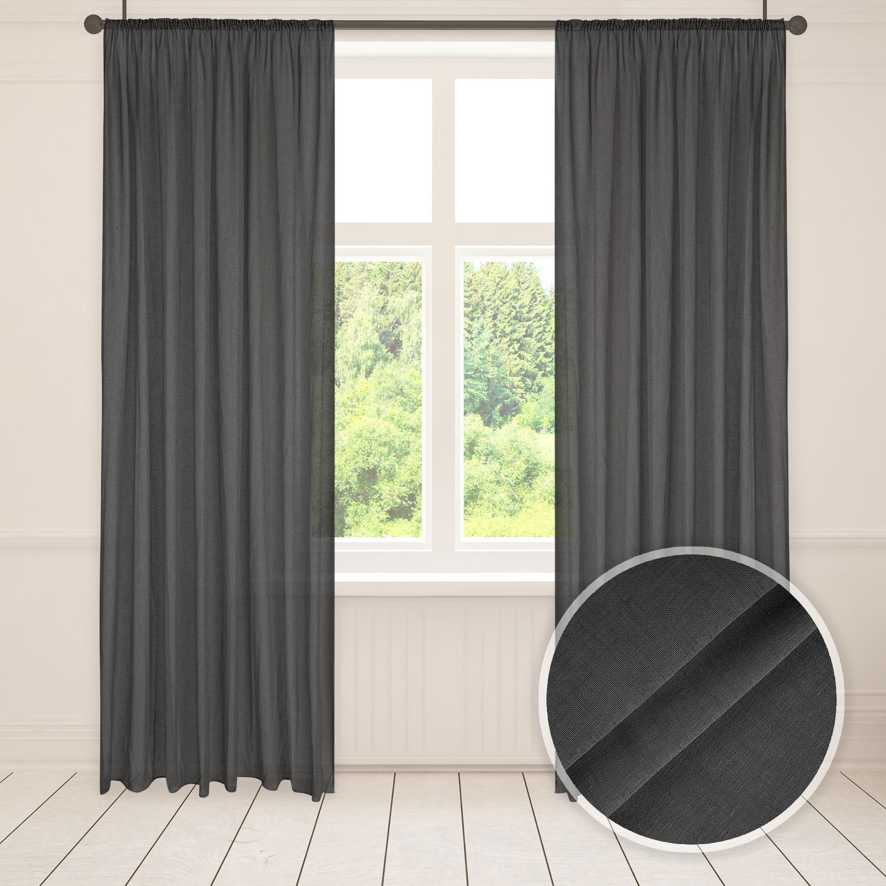 Asphald Gardine auf Maß anthrazit Webware günstig online kaufen