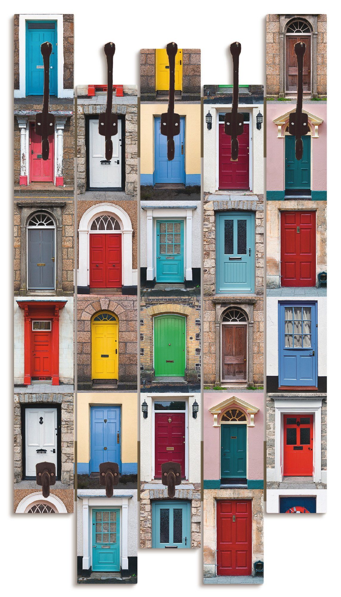 Artland Garderobenleiste Fotocollage von 32 bunten Haustüren, teilmontiert