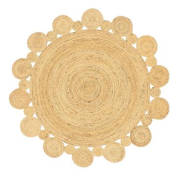 Teppich Jute Teppich Mira natur rund Flachgewebe Boho Modern, TaraCarpet, rund, Höhe: 5 mm, Bast Sisal optik rund natur Wohnzimmer Esszimmer 100x100 cm rund