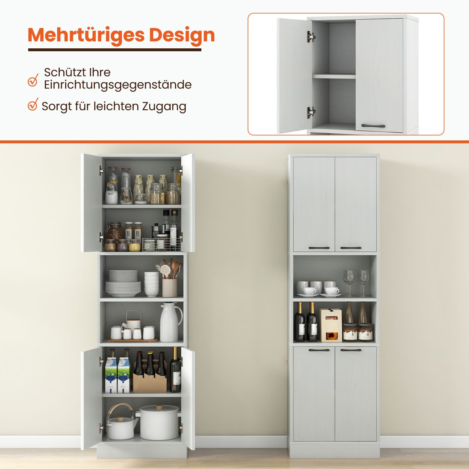 COSTWAY Küchenbuffet Küchenschrank Vorratsschrank 190cm