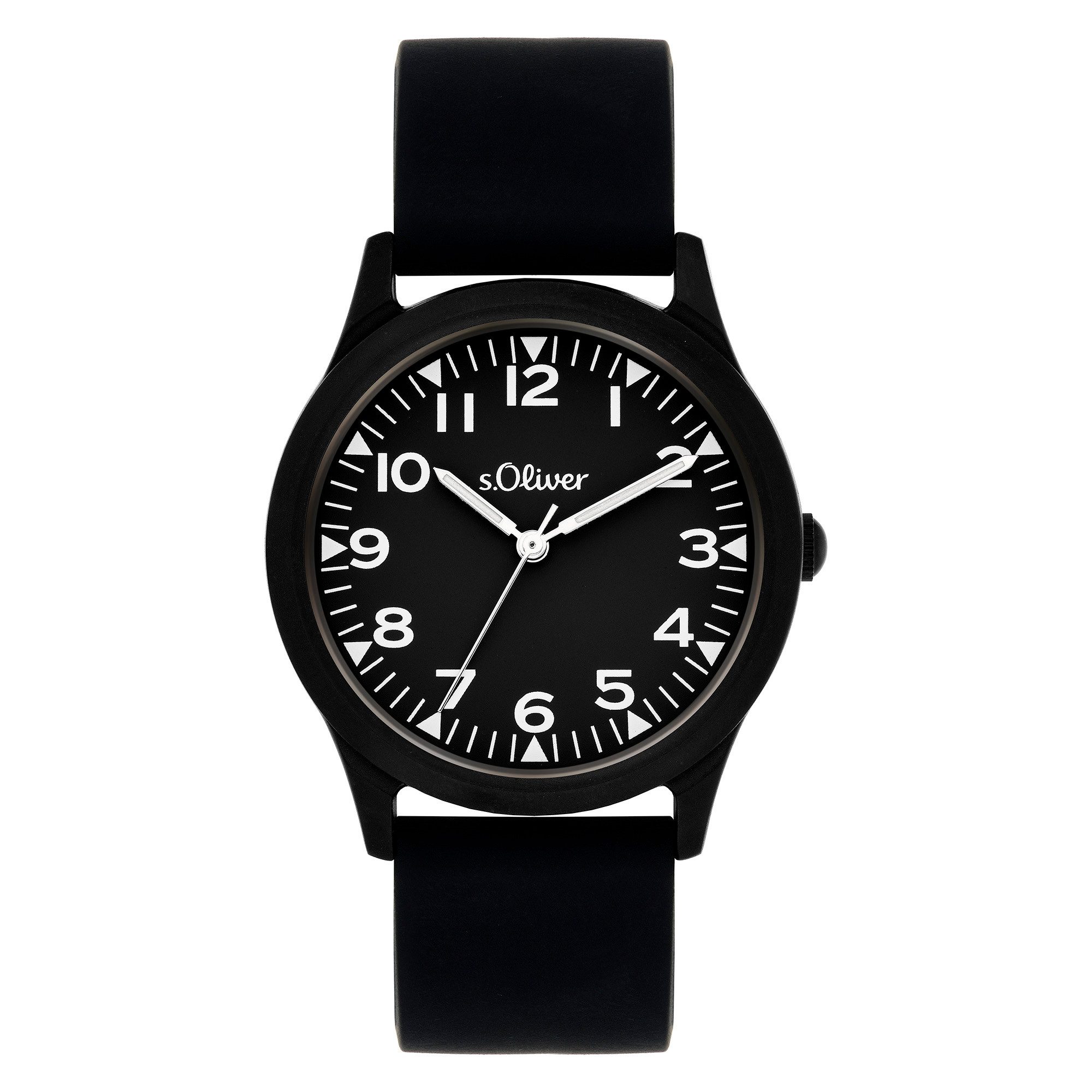 s.Oliver Quarzuhr The Black Rush SO-4524-PQ, Armbanduhr, Silikonarmband, Kinderuhr, Junge, analog