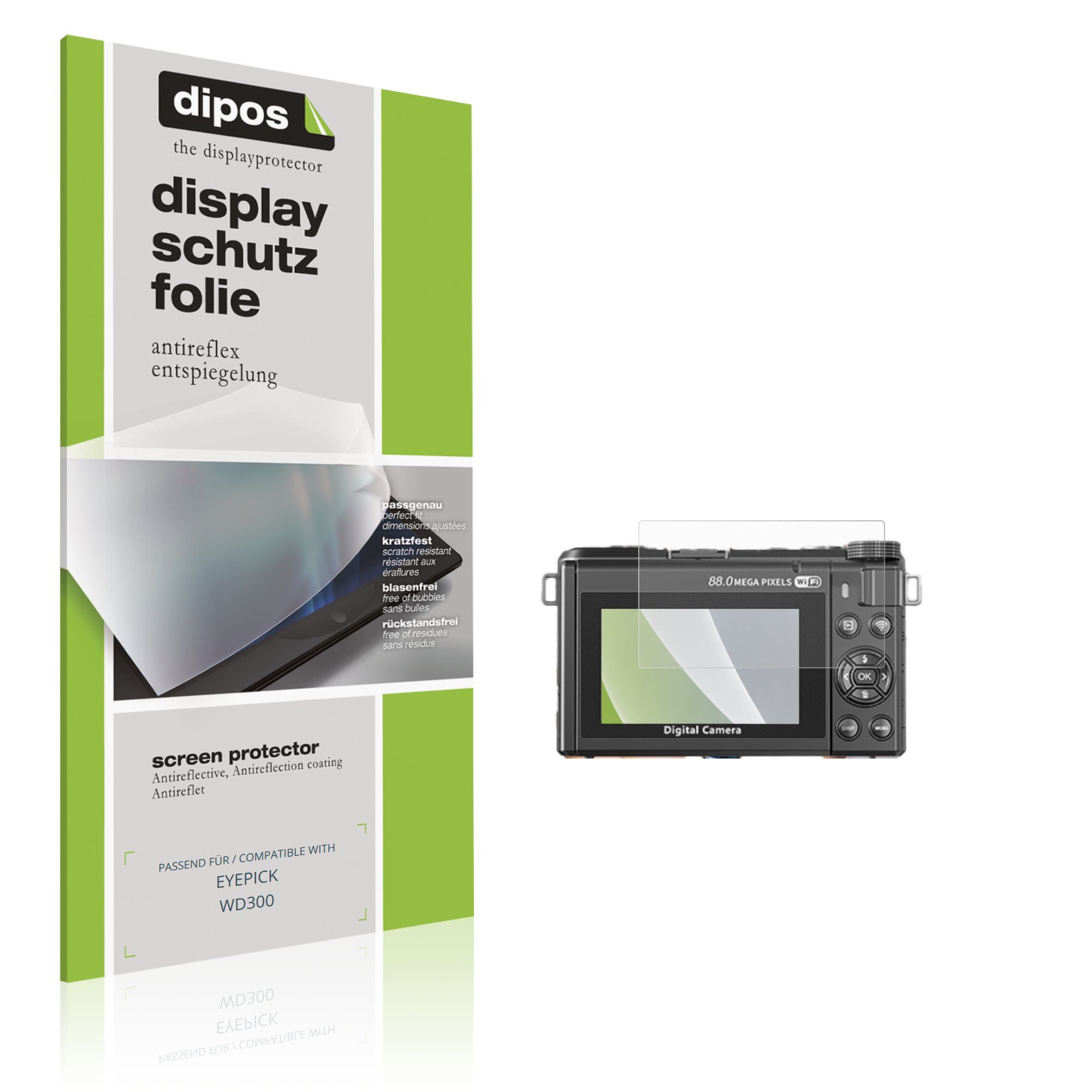 dipos Displayschutzfolie Schutzfolie für EYEPICK WD300, 4 Stück, Displayschutz Schutz Folie Made in Germany
