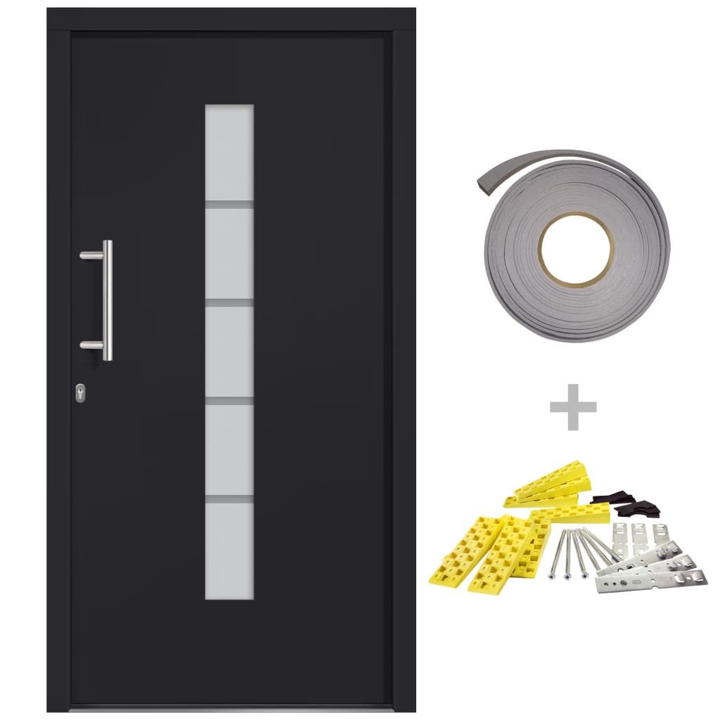 vidaXL Haustür Haustür Aluminium und PVC Anthrazit 100x210 cm EIngangstür Außentür Li