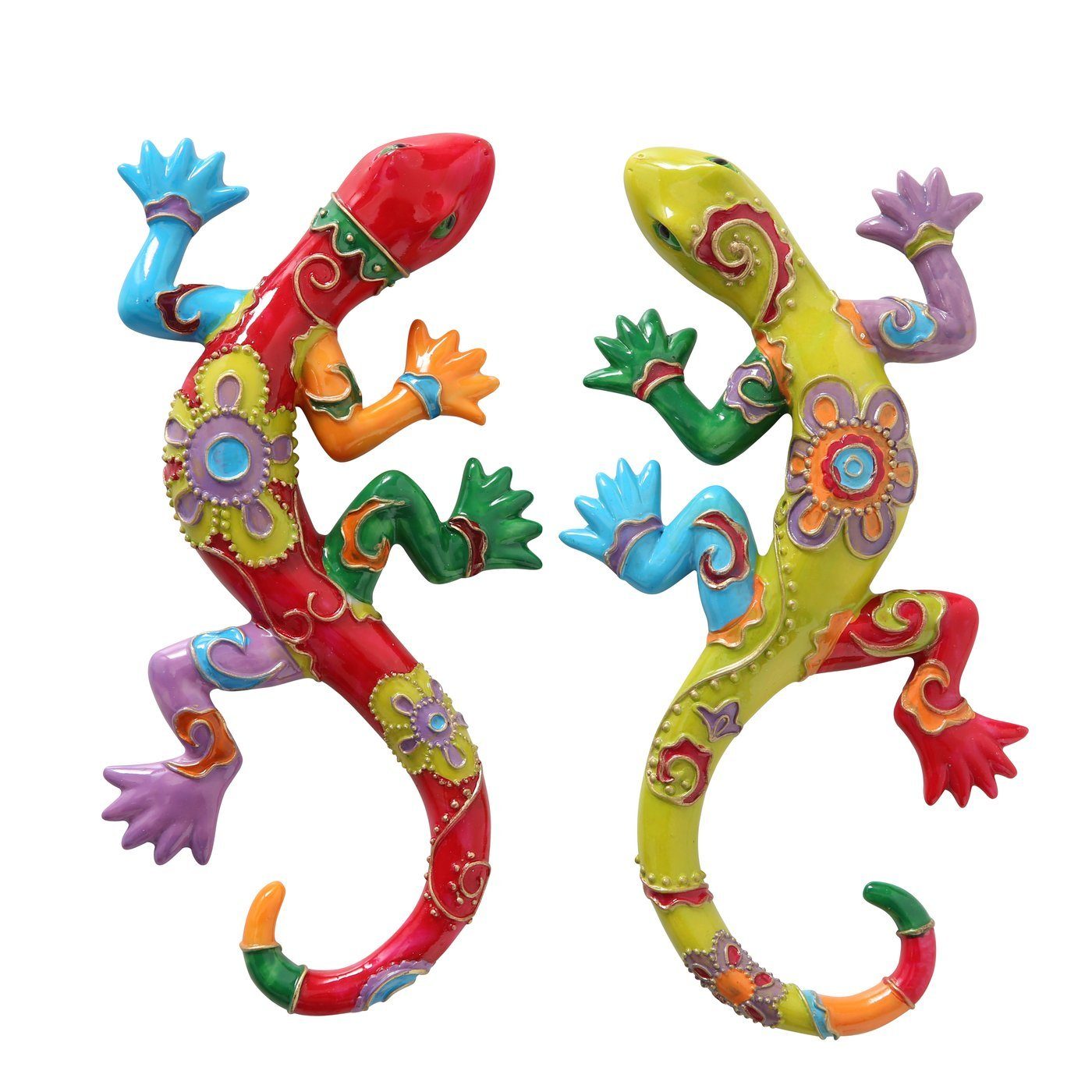 BOLTZE Dekoobjekt, Gartenfigur Gecko Eidechse 2er Set in tollen Farben Modell GA