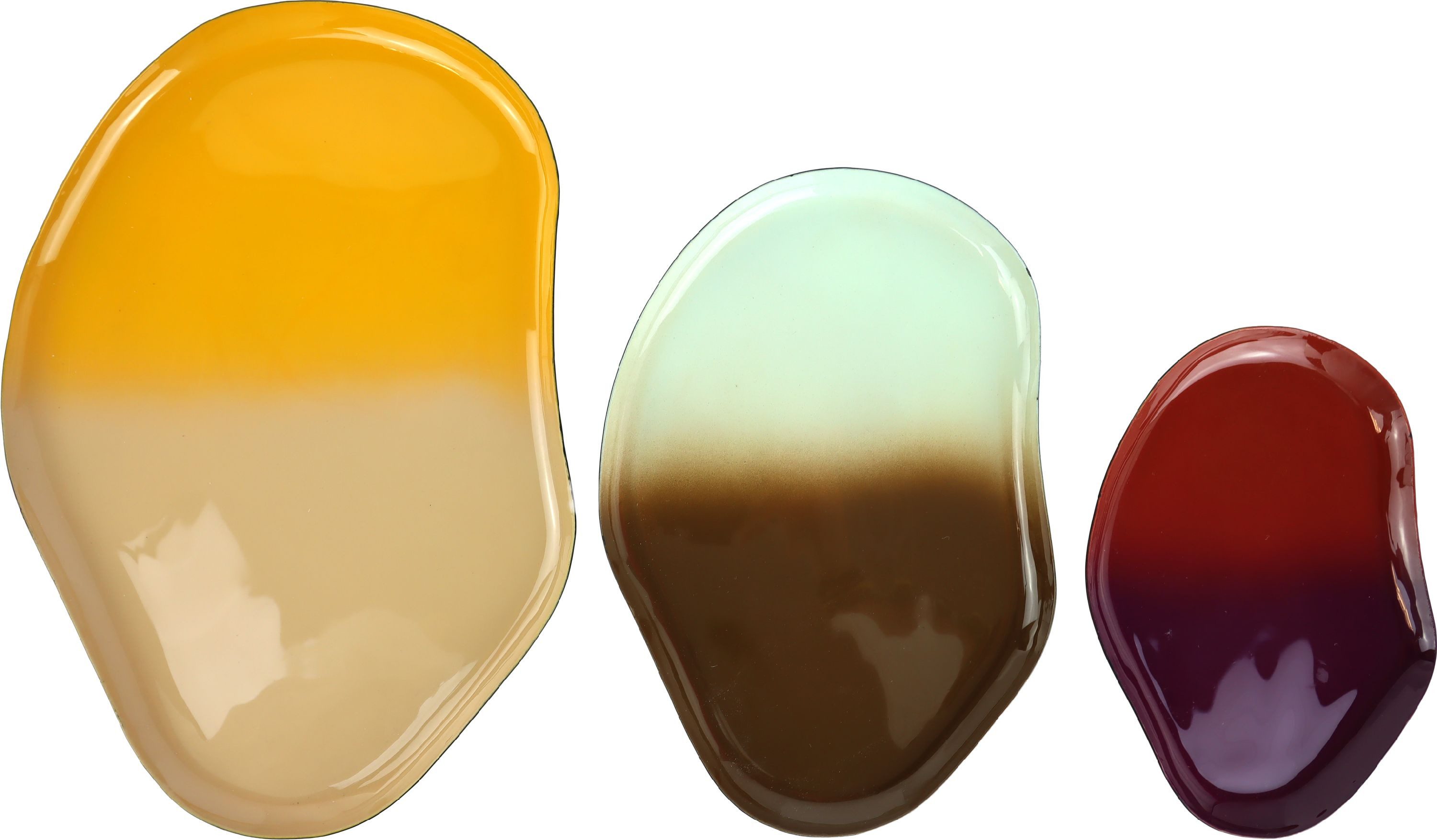 FURNARO Dekotablett (3-tlg. Tablettset), Emaillierte Oberfläche mit organischer Form