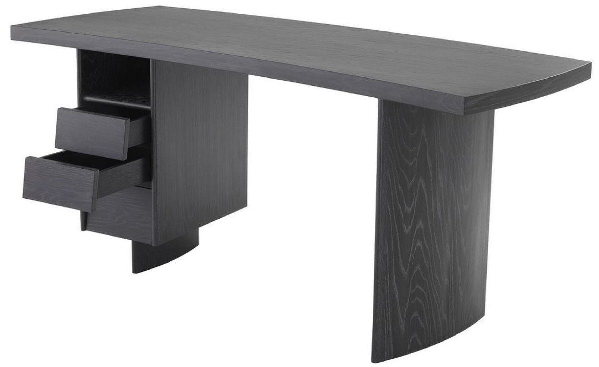 Tischplatte Büro Schreibtisch x Casa H. Luxus Luxus Padrino - Schreibtisch mit x cm gebogener 70 78,5 Anthrazitgrau Massivholz Computertisch Möbel 170 - Bürotisch -
