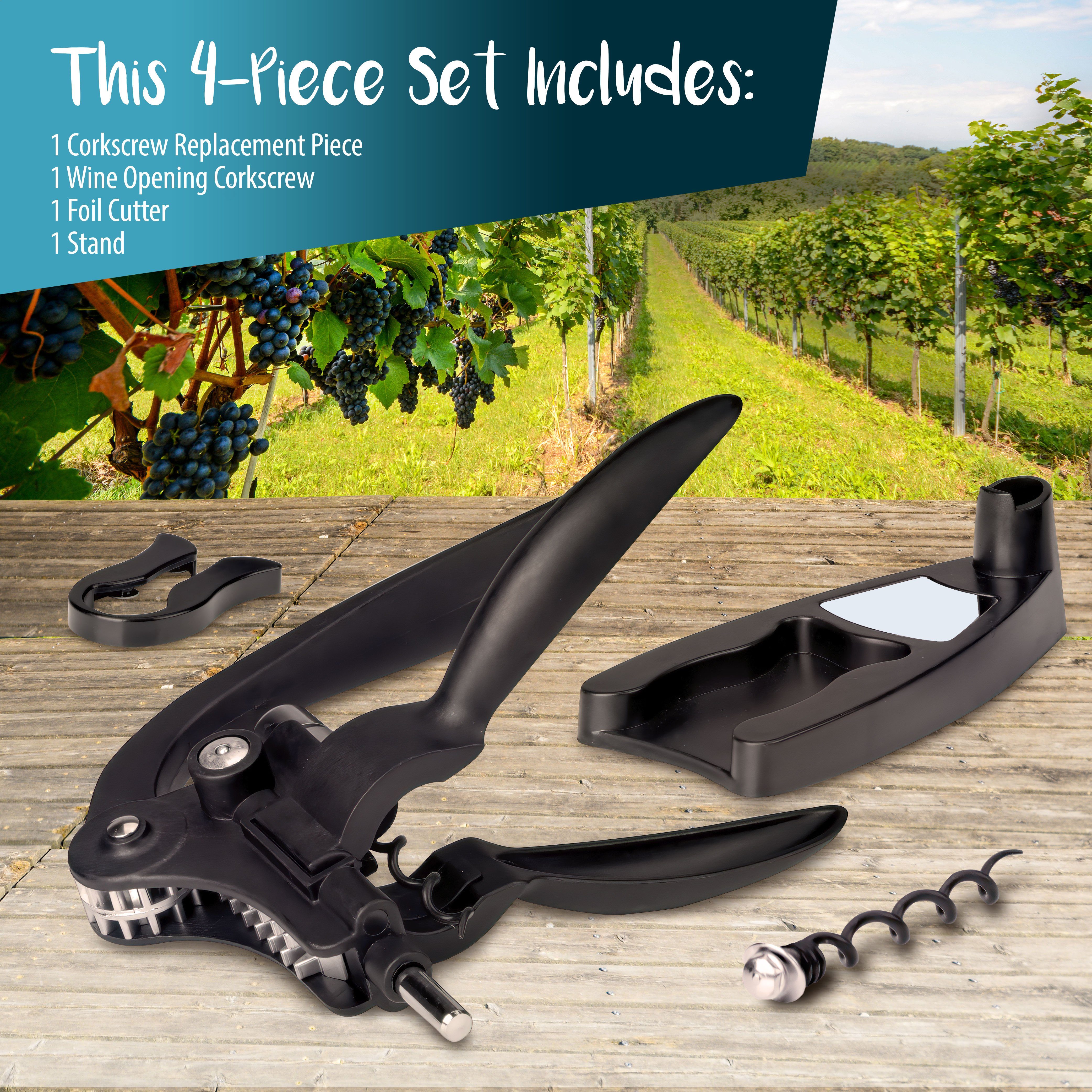 Goods+Gadgets Korkenzieher GOODS+GADGETS Hebelkorkenzieher - Profi Korkenzieher Weinöffner satz, (Profi Sommelier Flaschenöffner, mit Hebel), Weinflaschenöffner