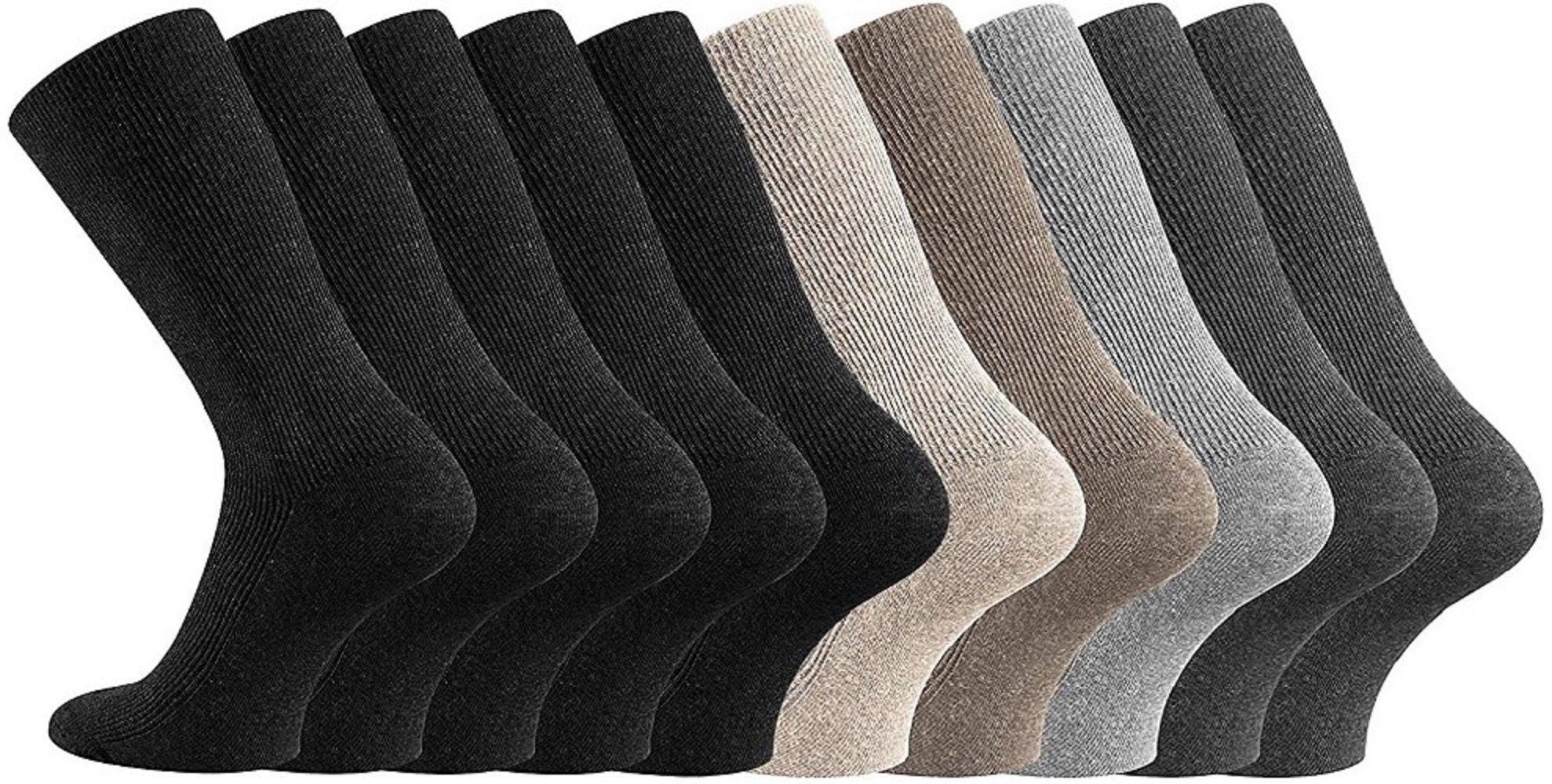 FussFreunde Gesundheitssocken 10 Paar Gesundheitssocken Socken ohne Gummidruck Baumwolle Unisex (10 Paar) für Diabetiker geeignet