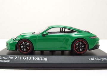 Minichamps Modellauto Porsche 911 (992) GT3 Touring 2021 grün mit schwarzen Felgen Modellaut, Maßstab 1:43