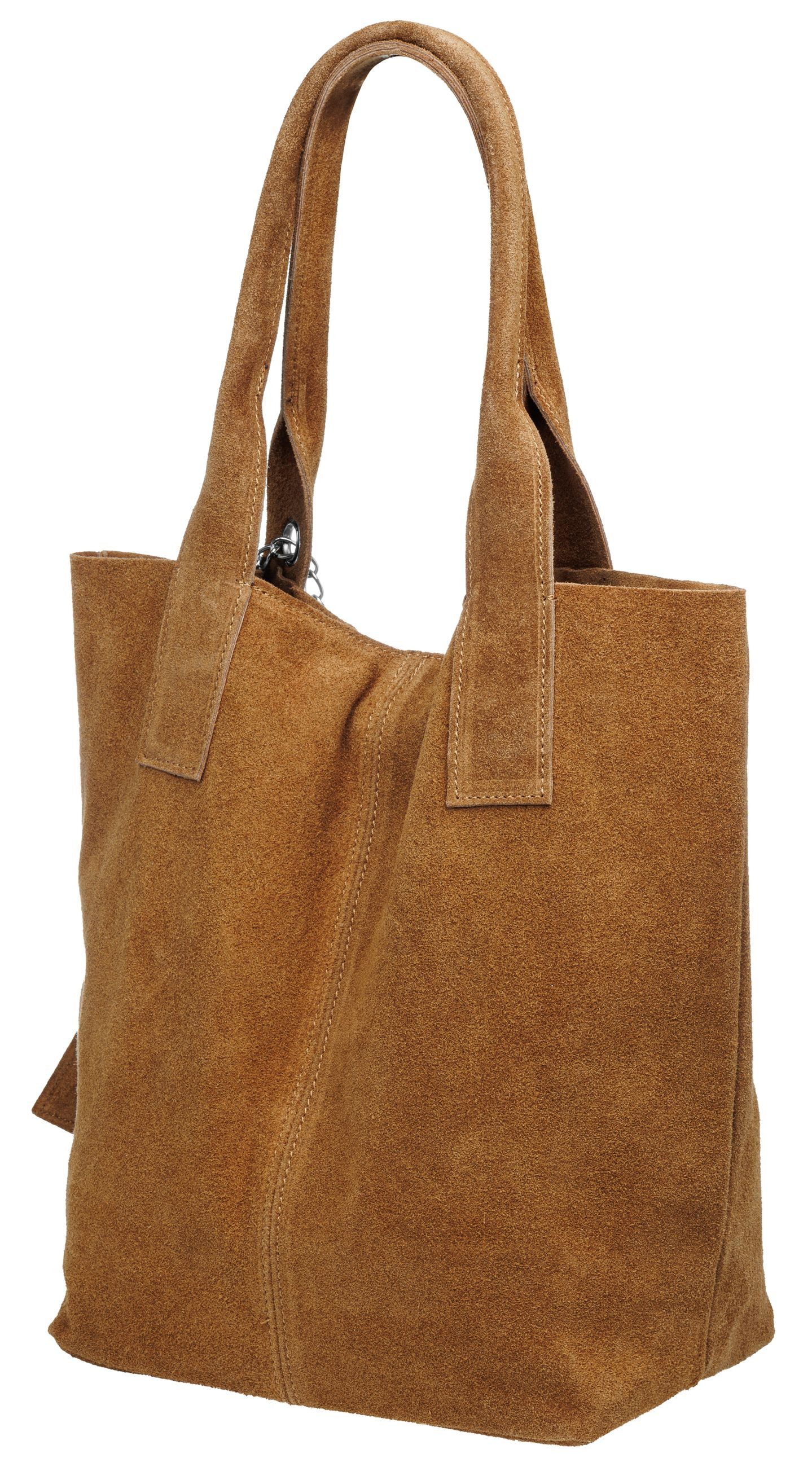 Caspar Schultertasche große Wildleder Shopper Damen Tasche - CLASSIC LINE - Modell No.828, 100% italienisches Leder - mit stylischer Metallkette & Zusatztasche – Bild 3 von 5