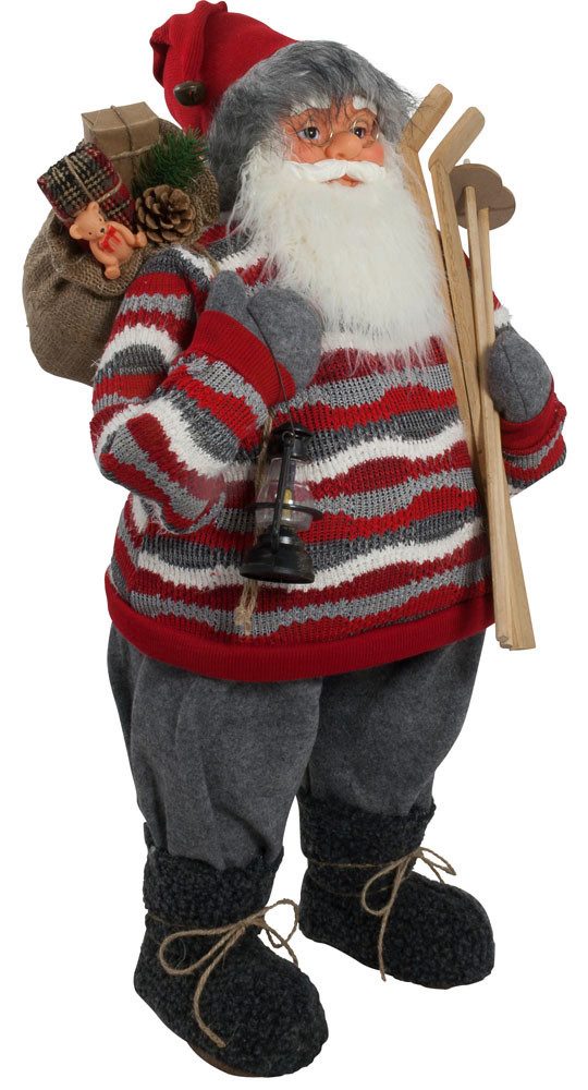foolonli Weihnachtsmann Weihnachtsmann Santa Clause Marbod 80cm Deko mit Ski und Geschenkesack