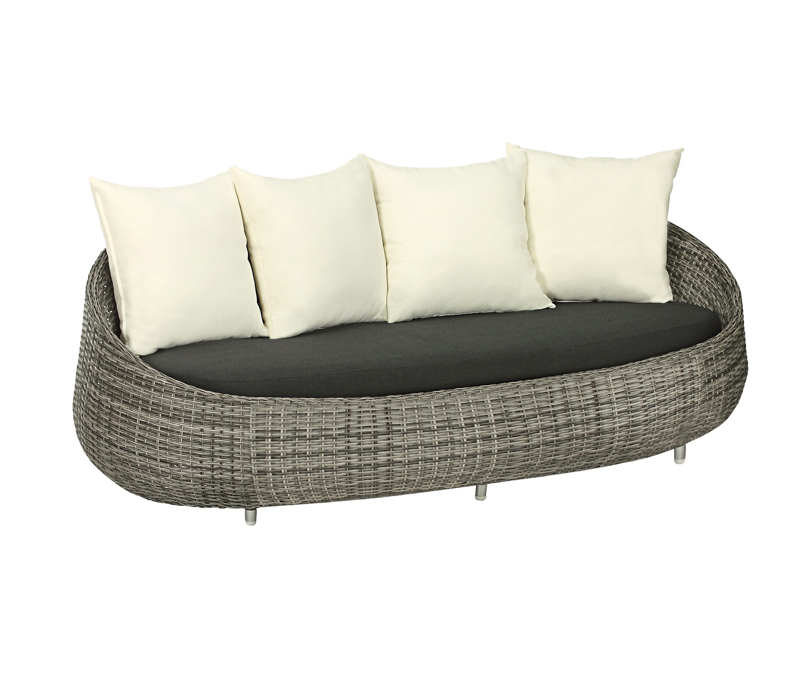 Dehner Gartenlounge-Set Lounge Sofa Avani, 208 x 97 x 76, grau, stabiles, pulverbeschichtetes Aluminium-Gestell