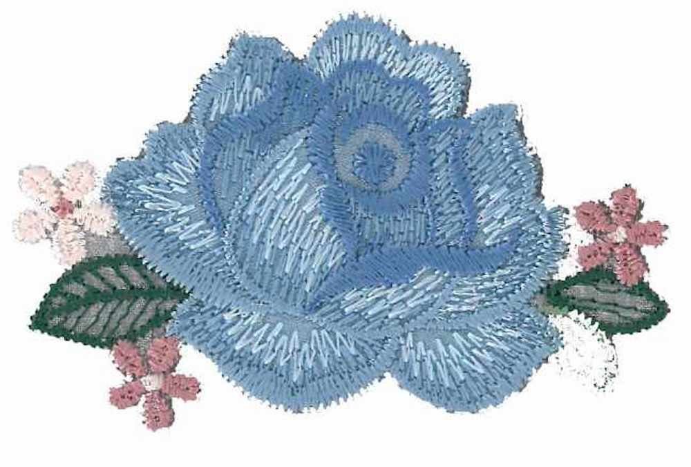 KLEIBER Aufnäher Applikation - aufbügelbar, Rose blau, 8x4,5cm, 1 S