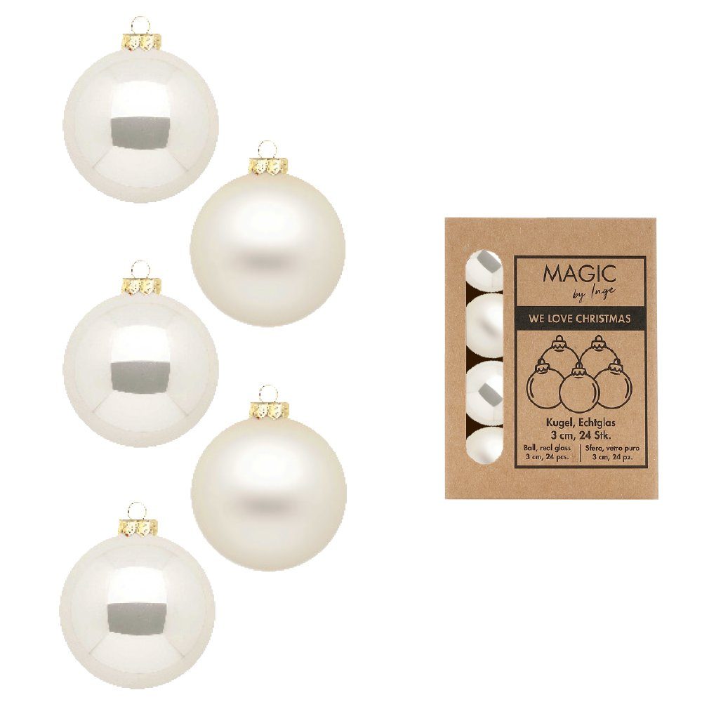 MAGIC by Inge Weihnachtsbaumkugel, Weihnachtskugeln Glas 3cm 24 Stück - Champagner