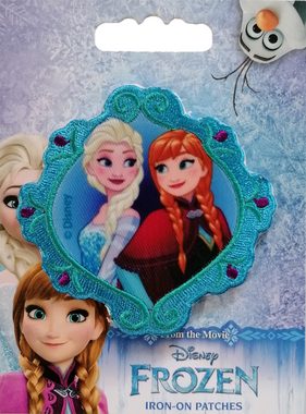 Disney Aufnäher Bügelbild, Aufbügler, Applikationen, Patches, Flicken, zum aufbügeln, Polyester, Frozen Die Eiskönigin ELSA & ANNA 2 - Größe: 7,3 x 7 cm
