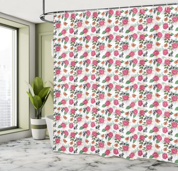 Abakuhaus Duschvorhang Moderner Digitaldruck mit 12 Haken auf Stoff Wasser Resistent Breite 175 cm, Höhe 180 cm, Floral Englische Garten Wilder Rosen