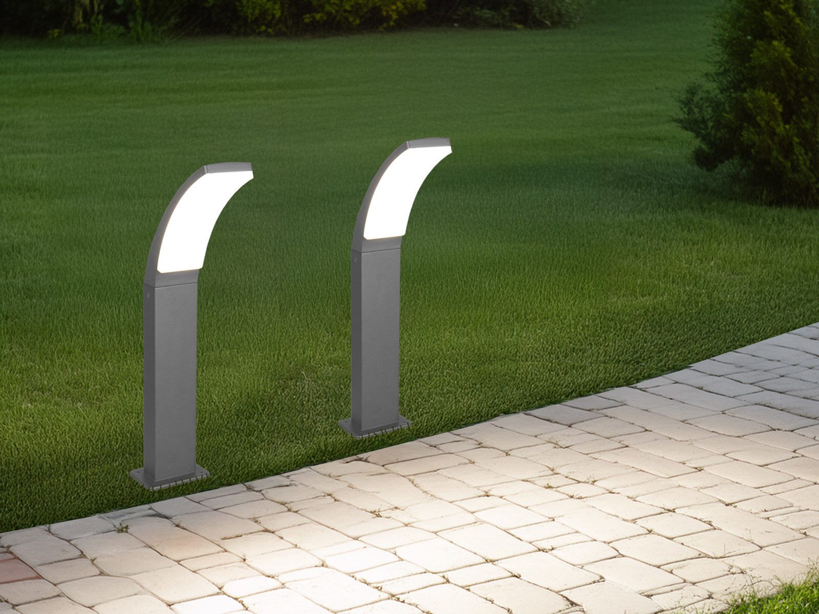 Reality Leuchten LED Pollerleuchte, LED fest integriert, neutralweiß, 2er Set Garten Weg-beleuchtung Carport & Einfahrt Anthrazit, Höhe 60cm