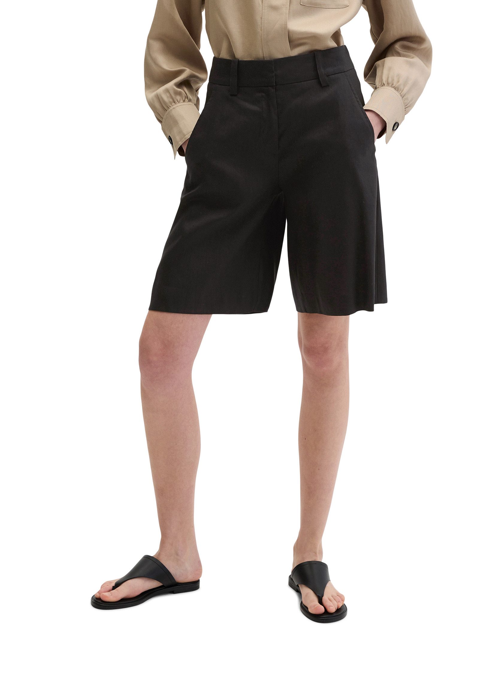 Shorts aus Viskose-Leinen-Stretch