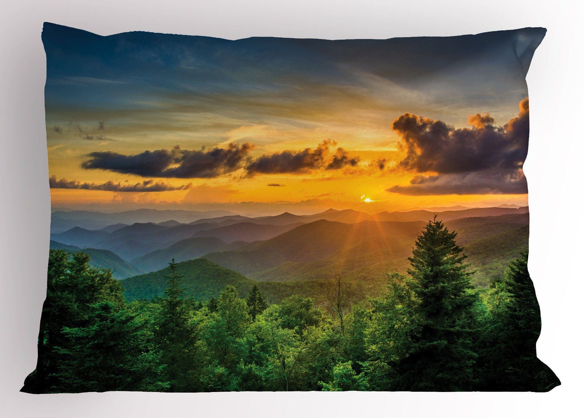 Kissenbezüge Dekorativer Standard Panorama (1 Abakuhaus Size Hills Sunset Stück), Kissenbezug, King Appalachian Gedruckter