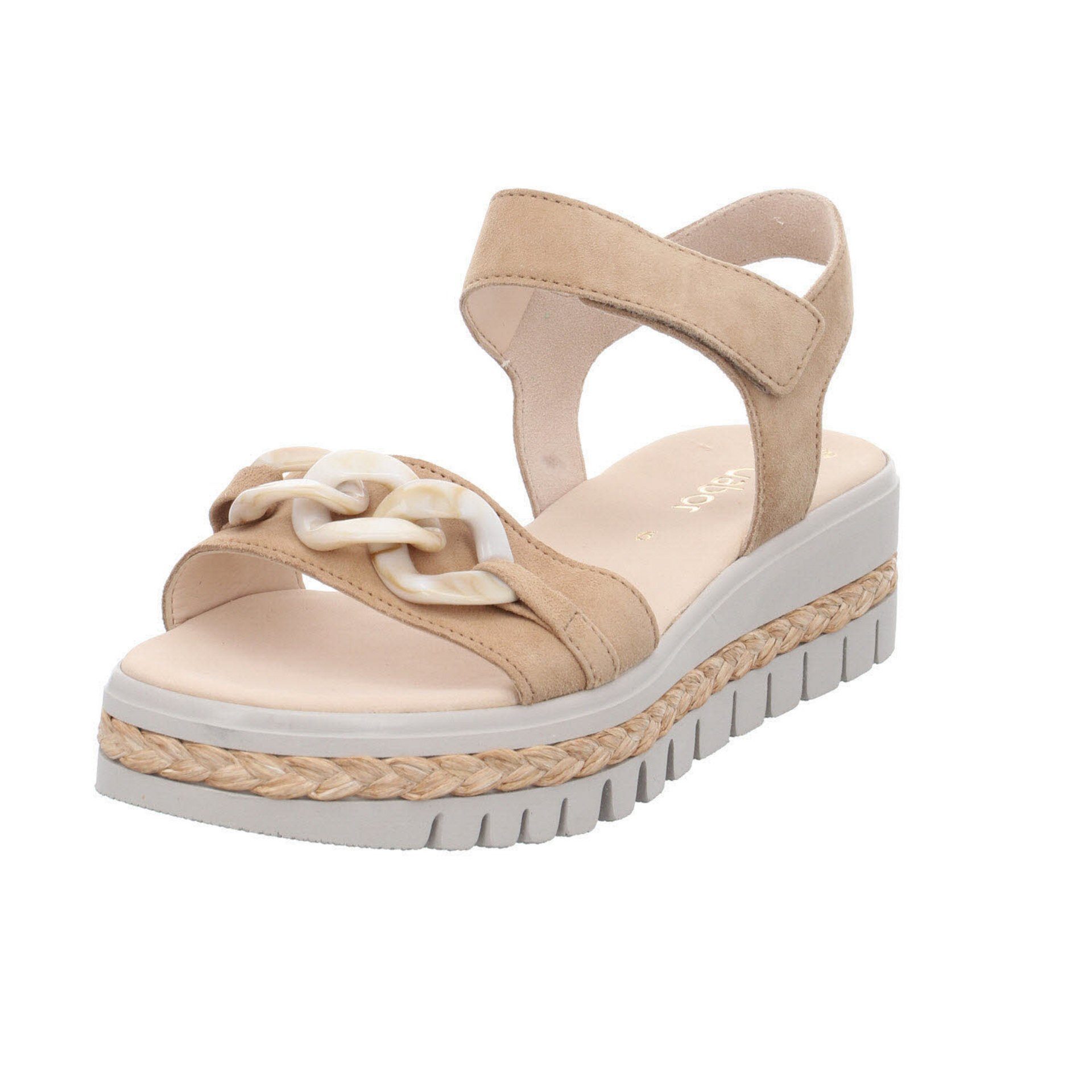 Gabor Damen Sandalen Sandale Plateau Bequem Freizeit Plateausandaletten Glattleder beige-mittel