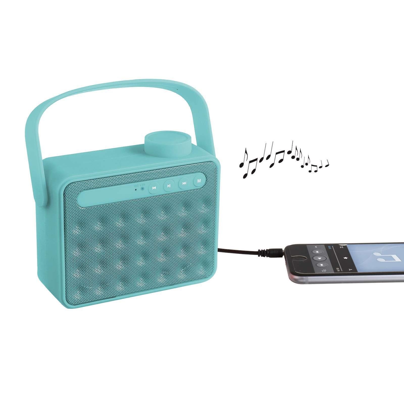 LIVOO ClipSonic Lautsprecher tragbar mit und Bluetooth türkis TES142B Radio Lautsprecher