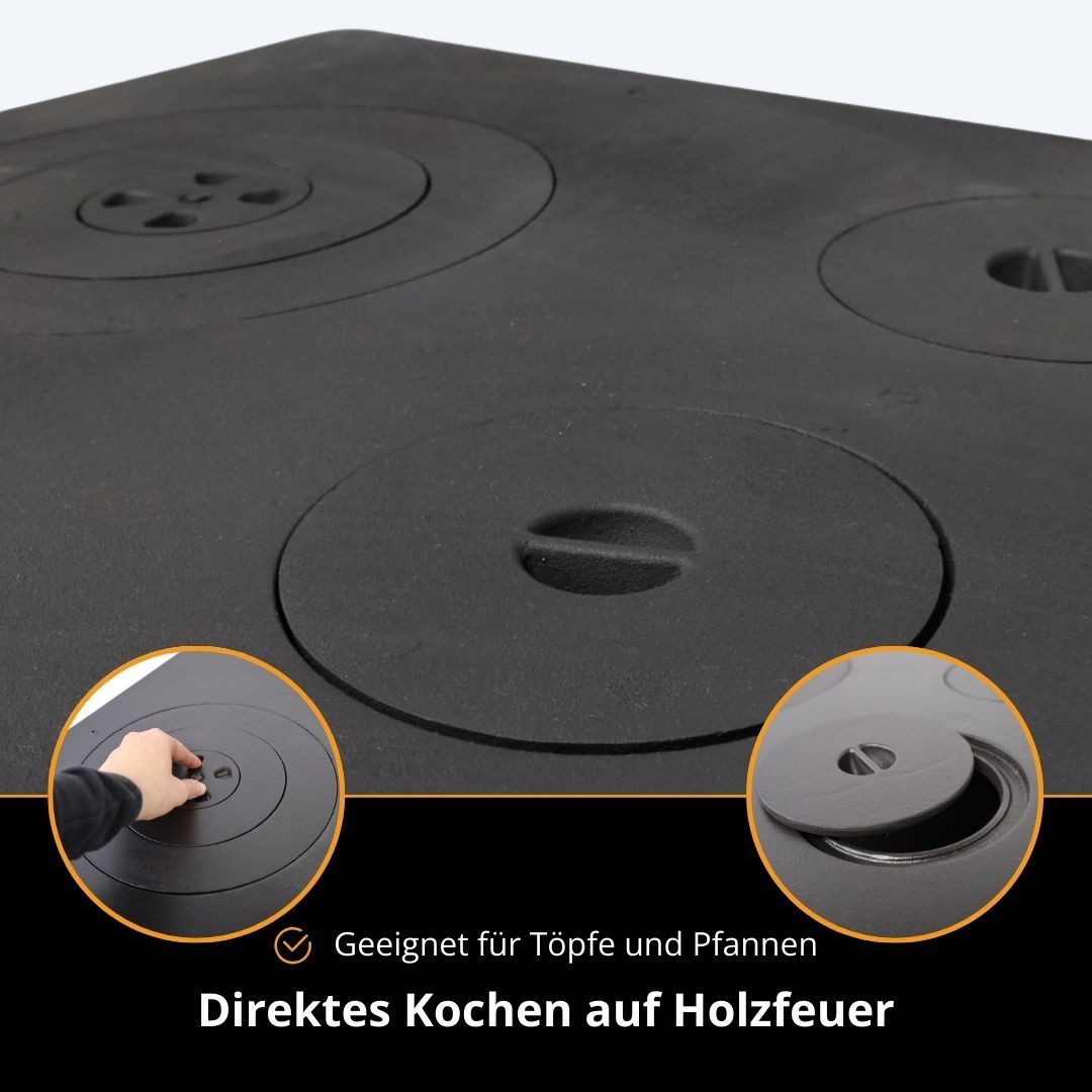 365 Kaminofen 365® Küchenherd Cook Lite rot emailliert 8,5 kW Gusseisen A+, 8,5 kW